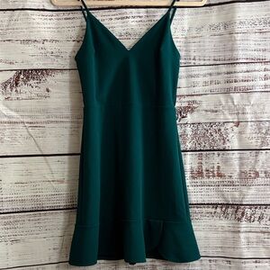 Express dark green V-Neck Mini Dress